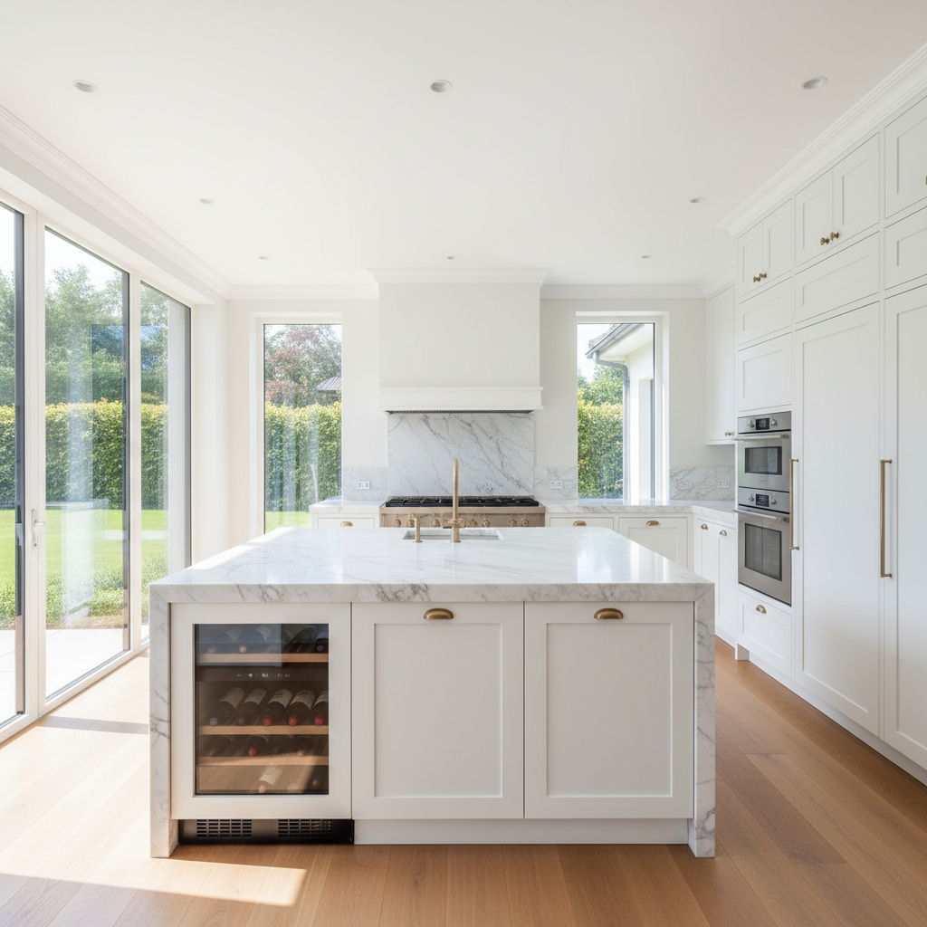 Premium kitchen with built-in refrigeration and wine cooler